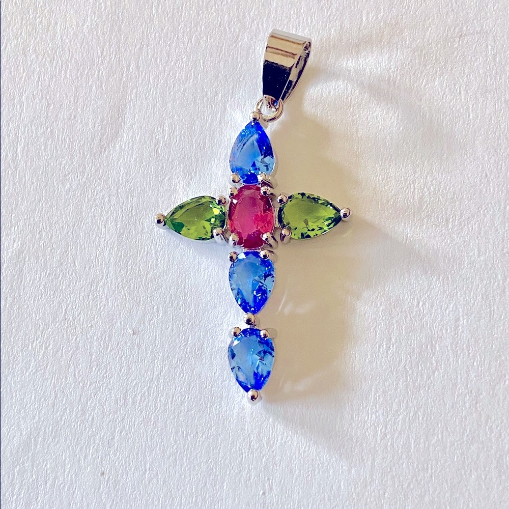 💥 Multi Color Gemstone 💎 Cross ❤️